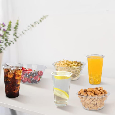 Potomac Collection 30 Sets 30 30 30 60 Snack and Drink Cup, Disposable Plastic Cup with Snack Bowl on Top Includes