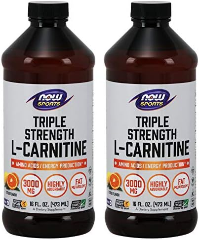 L-Carnitine Liquid 3000mg, 16 oz (2 pack) by Now Foods