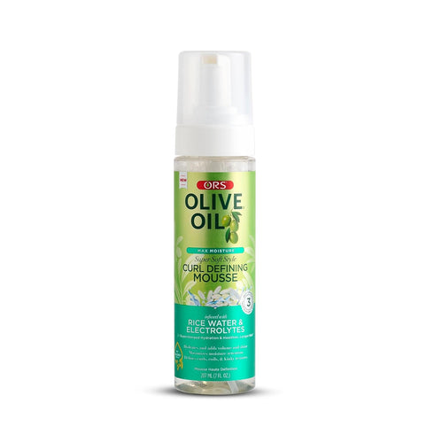 Olive Oil Max Moisture Curl Defining Mousse 7.0 oz with Rice Water & Electrolytes for Hydration