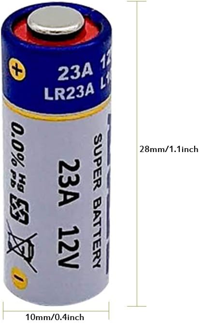 Pack of 5 A23 12V Alkaline Battery 60 mAh for Garage Doors, Ceiling Fans, Doorbells, Remotes