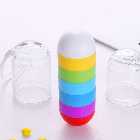 HOOWIFFY 7-Day 2pcs 7 Weekly Pill Organizer Portable Compartments Cases for Pills and Fish Oil Vitamins, Compact Sealed