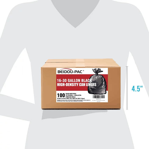30 Gallon Trash Bags, 100 Count, Black Garbage Bags for Bathroom, Office, Industrial, Commercial, Recycling