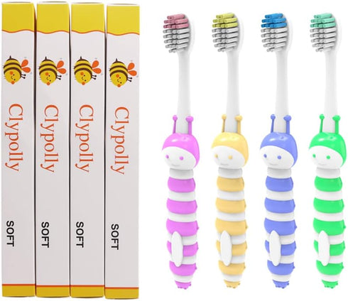 Kids Bee Toothbrush, Soft Bristle Individually Wrapped, Child Sized Brush Head for Toddlers 3-12 Years, Pack of 12