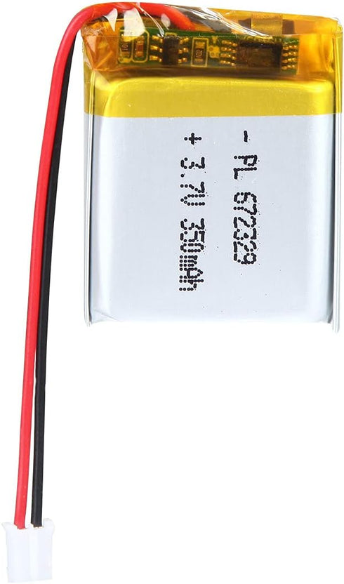 3.7V 350mAh Lithium Polymer Ion Battery, Rechargeable with 2P PH 2.0mm Connector
