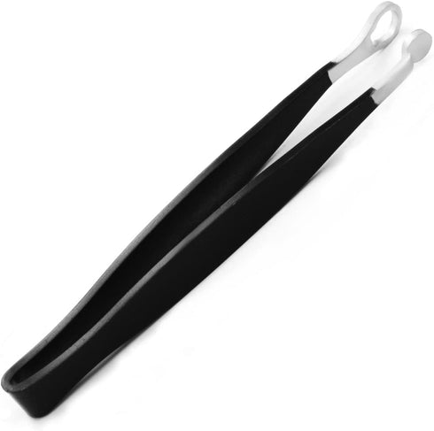 Precision Nose Hair Tweezer - Stainless Steel Round Head Grooming Scissor for Safely Trim Nose and Ears (2 Black)