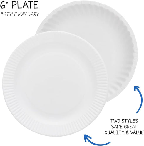 Hygloss Products Paper Plates - Uncoated White Plate, 6-Inches, 100 Pack, Environmentally Friendly, Recyclable