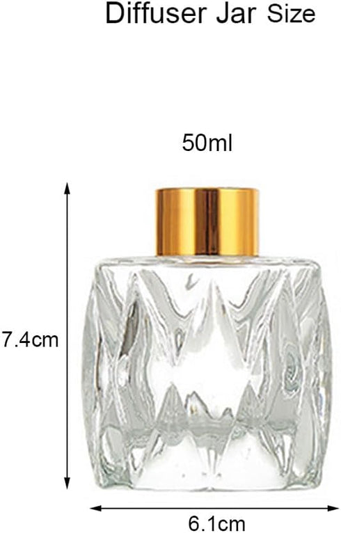 VANTOBEST 2PCS 50ml/1.7oz Set Glass Diffuser Bottle with Gold Cap, Prismatic Design, Essential Oil Container, Home