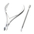 Professional Cuticle Trimmer with Pusher, Silver Stainless Steel Nail Nipper, Sharp Blades for Manicure