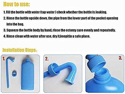 Colostomy Bag Cleaning Tool, Stoma Bags Plastic Cleaning Bottle for All Ostomy Bags, Permanent Use (3PCS PZ)