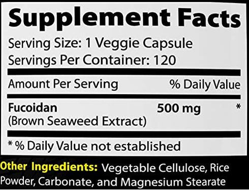 Absonutrix Fucoidan Pure Brown Seaweed Extract, Laminaria Japonica Cell Immunity, 120 Capsules