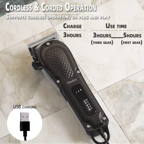 Professional Hair Clippers for Men - Cordless & Corded Barber Clippers for Hair Cutting and Grooming