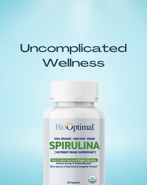 Organic Spirulina Tablets - Organic, Non-GMO, No Additives or Fillers - 500mg Premium Quality Dietary Supplement with Vitamins, Minerals, & Antioxidants (120 Tablets)