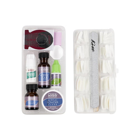 KISS Complete Salon Acrylic Fake Nails Manicure Kit with 60 Long Length Bubble Free Nails & Accessories