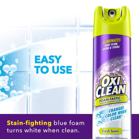 Pack 2-19 oz. OxiClean Foam-Tastic Fresh Scent Bathroom Cleaner Twin Aerosol Cans