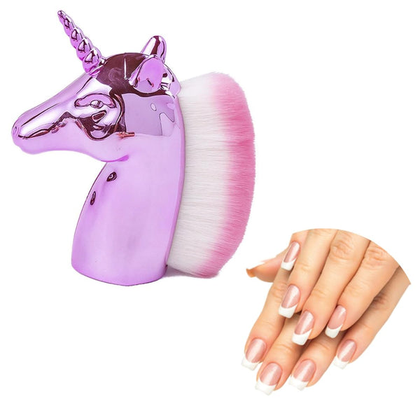 Unicorn Makeup Brush for Nail Art - Powder Foundation, Blush, Contour, Rainbow Horse Big Brush for Face & Hands