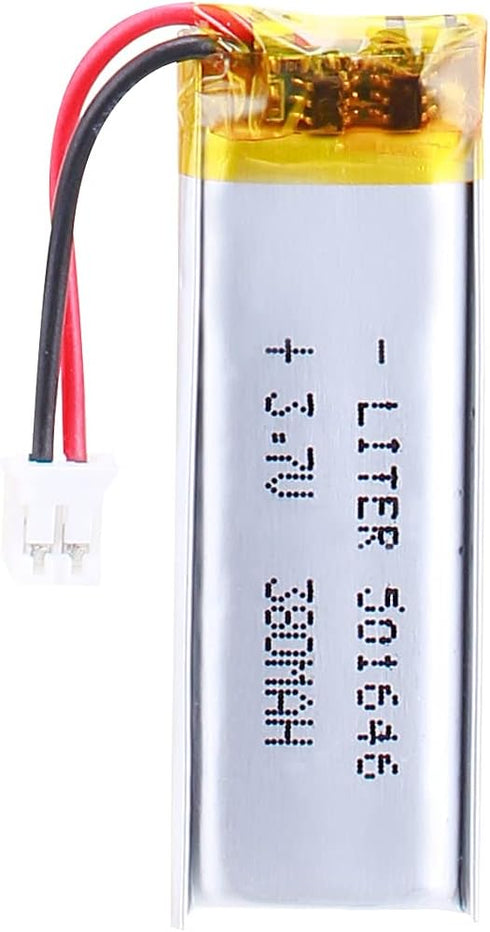 3.7V Lipo Battery 380mAh, Rechargeable Lithium Ion Polymer Battery 501646 with JST Connector