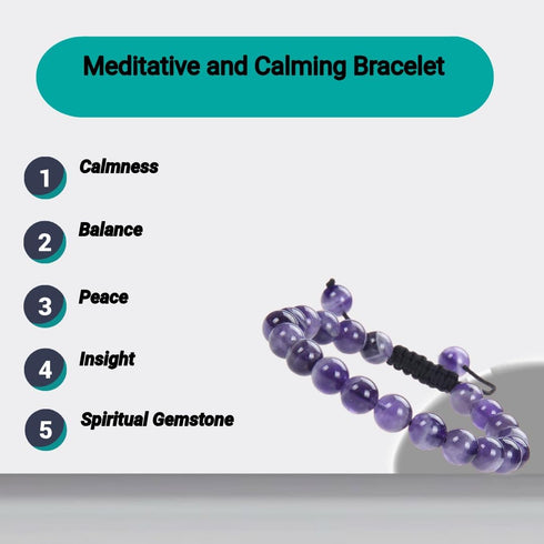 Certified Natural Amethyst Bracelet 8mm Beads - Healing, Peace, Love