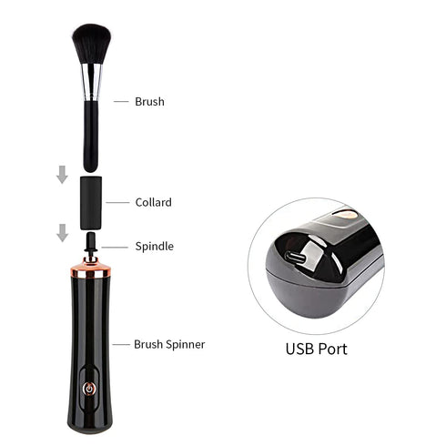 Premium Makeup Brush Cleaner Dryer, Electric Brush Cleaner with Brush Head Rotator (USB)