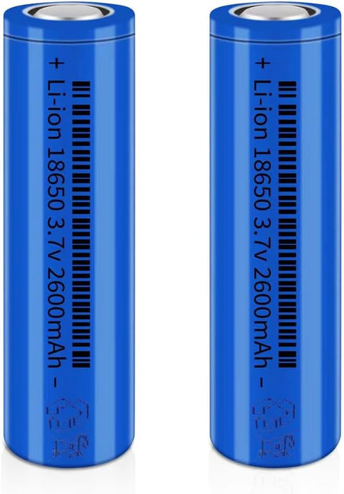 2 Packs 3.7V 2600mAh Flat top Rechargeable Batteries for Headlamp, LED Flashlight, Electronic Devices etc(Flat top,Blue)