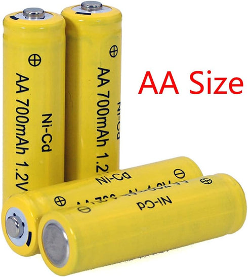 12 Packs AA Garden Ni-Cd Batteries 1.2V 700mAh - Rechargeable for Solar Lights, Landscape Lighting
