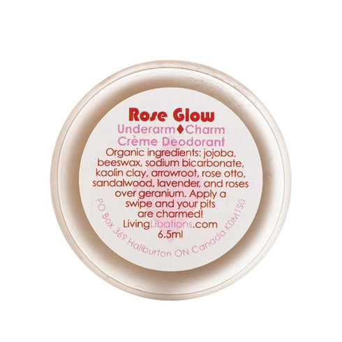Living Libations Organic Underarm Charm Cream Deodorant | Natural, Wildcrafted Clean Beauty (Rose Glow, 2 oz)