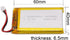 MSDS Verified Part Number: 654060, Rechargeable 3.7V 2000mAh Li Lipo Lithium Polymer Ion Battery Pack with 2 Pin 2.0mm JST Connector