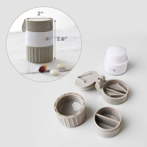 Pill Cutter Grinder Splitter, Multifunction 4 in 1 Portable Round Tablet Pill Pulverizer, Daily Travel Pill Organizer