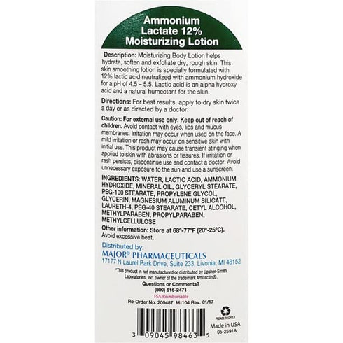 Major Pharmaceuticals Ammonium Lactate Lotion 12%, 396 g (14 oz)