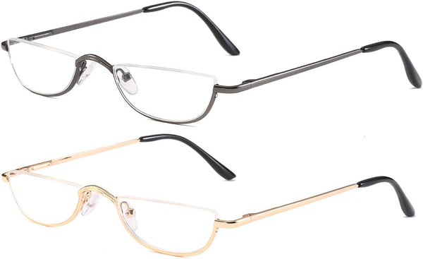Half Frame Reading Glasses - Half Moon Readers with Spring Hinge for Men and Women