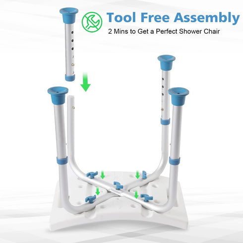 FSA/HSA Eligible Shower Chair for Inside Shower, Shower Stool for Insidetub, Tool-Free Assembly Shower Seat