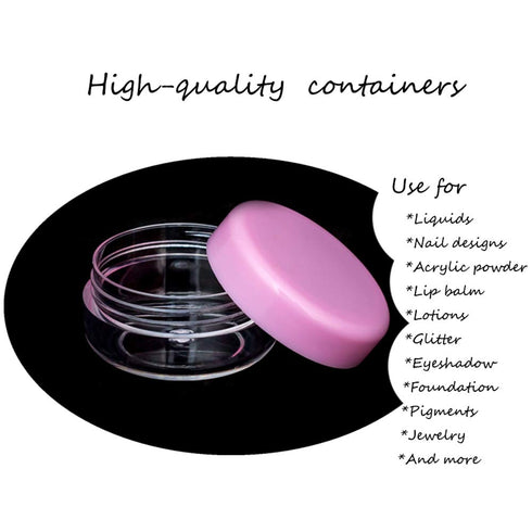 ZEJIA 10 Gram Sample Containers, 20 Count Small Plastic Jars with Lids, Refillable Empty Cosmetic Containers (Pink)