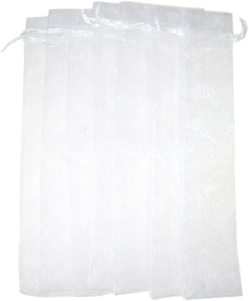 50PCS Drawstring Organza Folding Hand Fan Pouch Party Wedding Favor Bags (White)