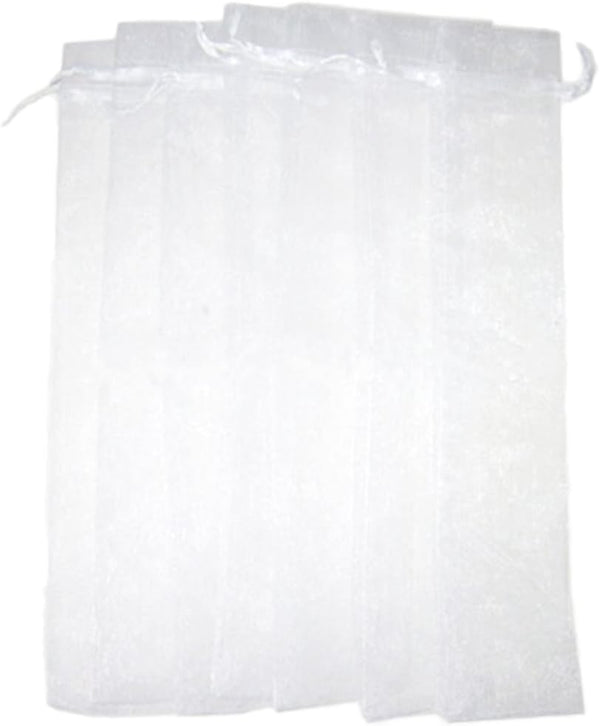 50PCS Drawstring Organza Folding Hand Fan Pouch Party Wedding Favor Bags (White)