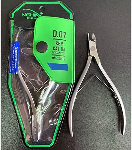 Nghia Professional Stainless Steel Cuticle Nipper C-07 (D-07) Jaw 16, Double Spring Cuticle Cutter, 1 PCS