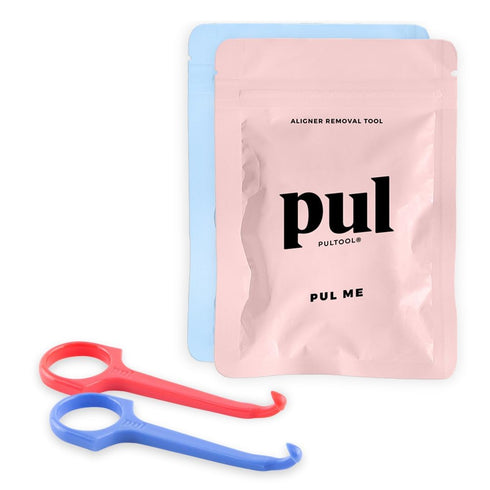 PUL Clear Aligner Removal Tool for Invisalign & Removable Braces, Hygienic and Durable, by The Pultool (Pink + Blue)