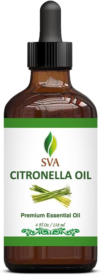 SVA Citronella Essential Oil 4oz (118ml) Premium Oil with Dropper for Aromatherapy, Diffuser, Hair Care & Skin Care
