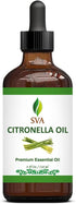 SVA Citronella Essential Oil 4oz (118ml) Premium Oil with Dropper for Aromatherapy, Diffuser, Hair Care & Skin Care