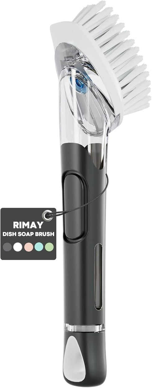 RIMAY Soap Dispensing Dish Brush, Dish Scrubber with Soap Dispenser, Dish Soap
