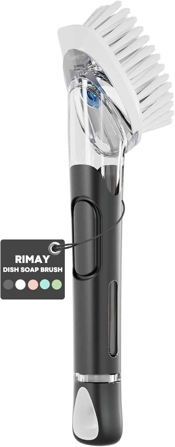 RIMAY Soap Dispensing Dish Brush, Dish Scrubber with Soap Dispenser, Dish Soap