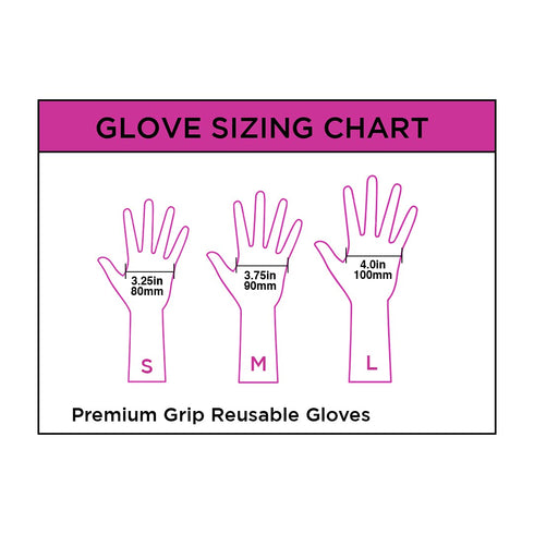 Colortrak Premium Grip Reusable Gloves, 4 Pairs (8 Total), Durable Powder Free Latex, Black, Medium, Textured