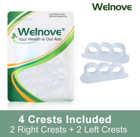Welnove Hammer Toe Crests Straightener, 4 Pcs Gel Toe Support Pads Cushion, White