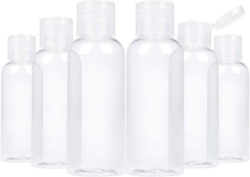 TRENDBOX 6 Pack Plastic Empty Bottles with Flip Cap for Shampoo, Lotions, Liquid Soap, Cream (2 oz / 60 ml)