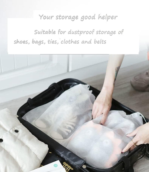30 Eco-Friendly Travel Shoe Bag Storage Bags, Non-Woven Dust-Proof Bags with Rope for Shoes and Bags