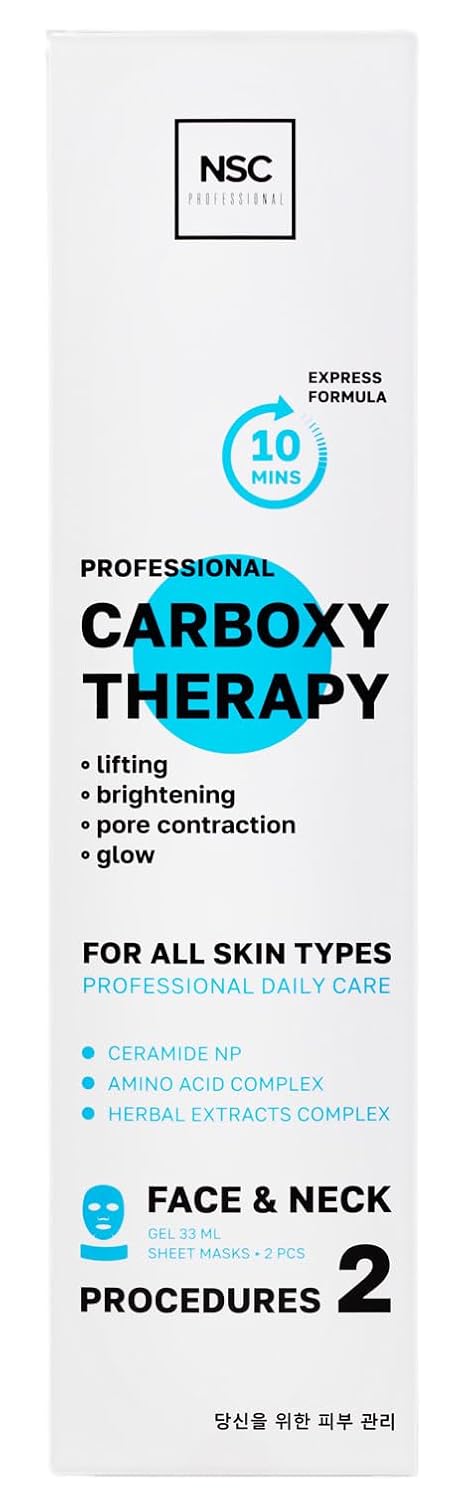 Name Skin Care Korean Carboxy CO2 Therapy Face & Neck Mask Set of 2 - Hydrating Anti-Aging Skincare Treatment