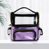 Makeup Brush Case, Clear Makeup Bags with Multiple Pockets, Waterproof Travel Organizer with Removable Dividers, Purple