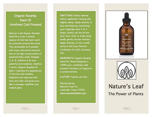 Organic Rosehip Seed Oil, 100% Pure Cold Pressed, 4 fl. oz., Anti-Aging, Omegas 3, 6 & 9