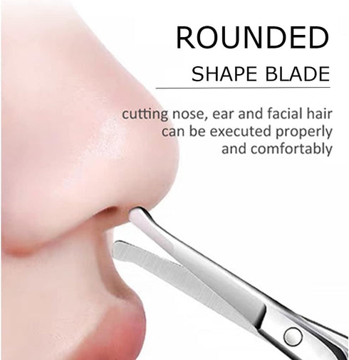 Stainless Steel Grooming Scissors Pack of 2 with Travel Case, Eyebrow, Nose Hair & Beard Trimming Kit