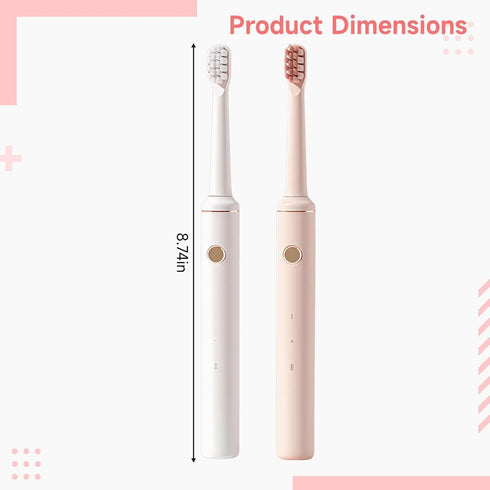 Texvora 2 Usb Rechargeable Electric Toothbrush With Brush Heads, Waterproof, For Adults, Stylish Design