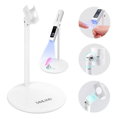 SAVILAND UV Nail Lamp Stand: Sturdy UV Light Stand for Gel Nails, 360° Adjustable Magnetic Rotation, Portable Handsfree