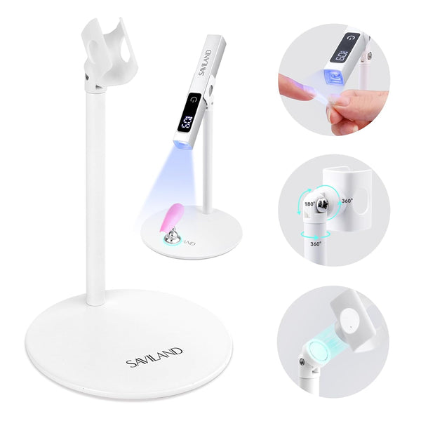 SAVILAND UV Nail Lamp Stand: Sturdy UV Light Stand for Gel Nails, 360° Adjustable Magnetic Rotation, Portable Handsfree